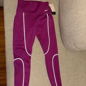 Nike Women's Purple Leggings with White Trim